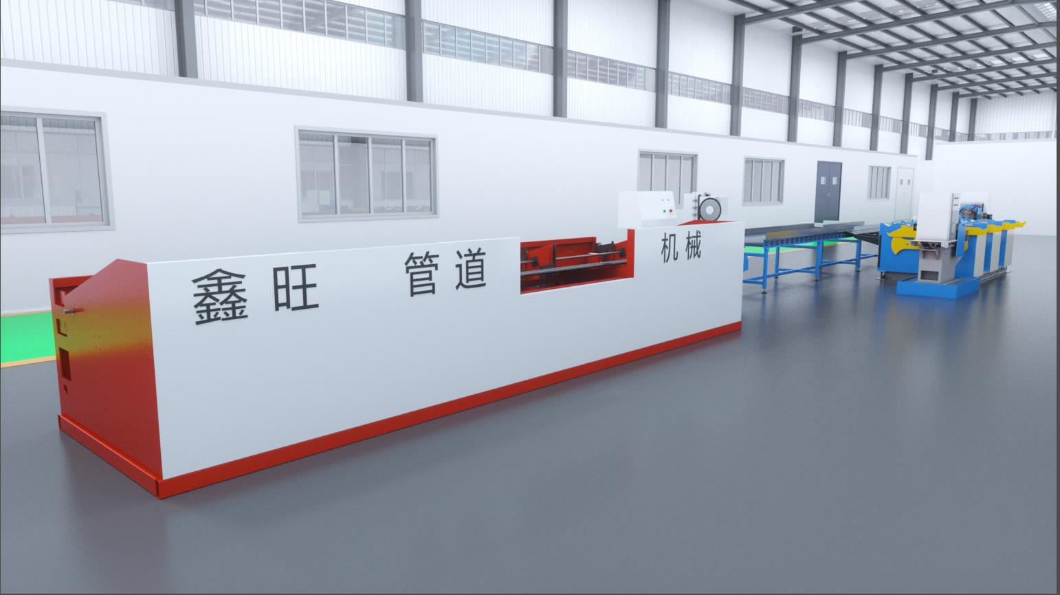 Automatic pipe cutting and sleeve production line 3-dimensional animation diagram