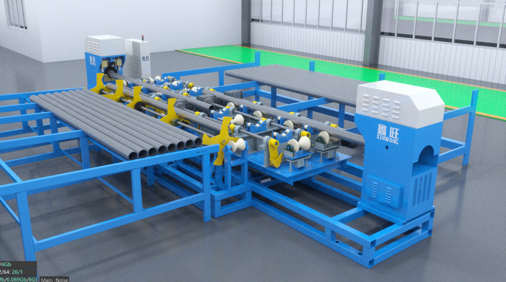 Automatic laser pipe cutting and grooving production line 3-dimensional animation